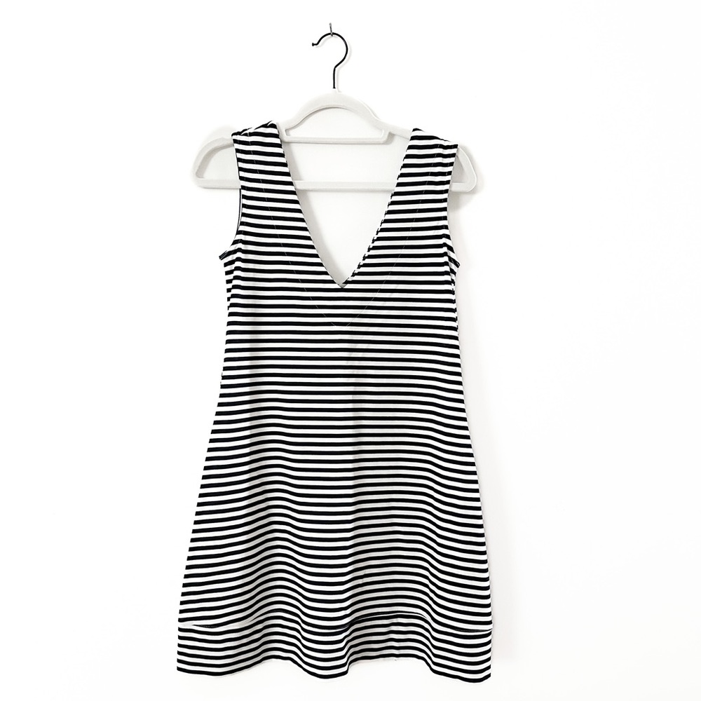 HATCH Bedford Stripe V-Neck Mini Dress with Pockets - Maternity Size Small